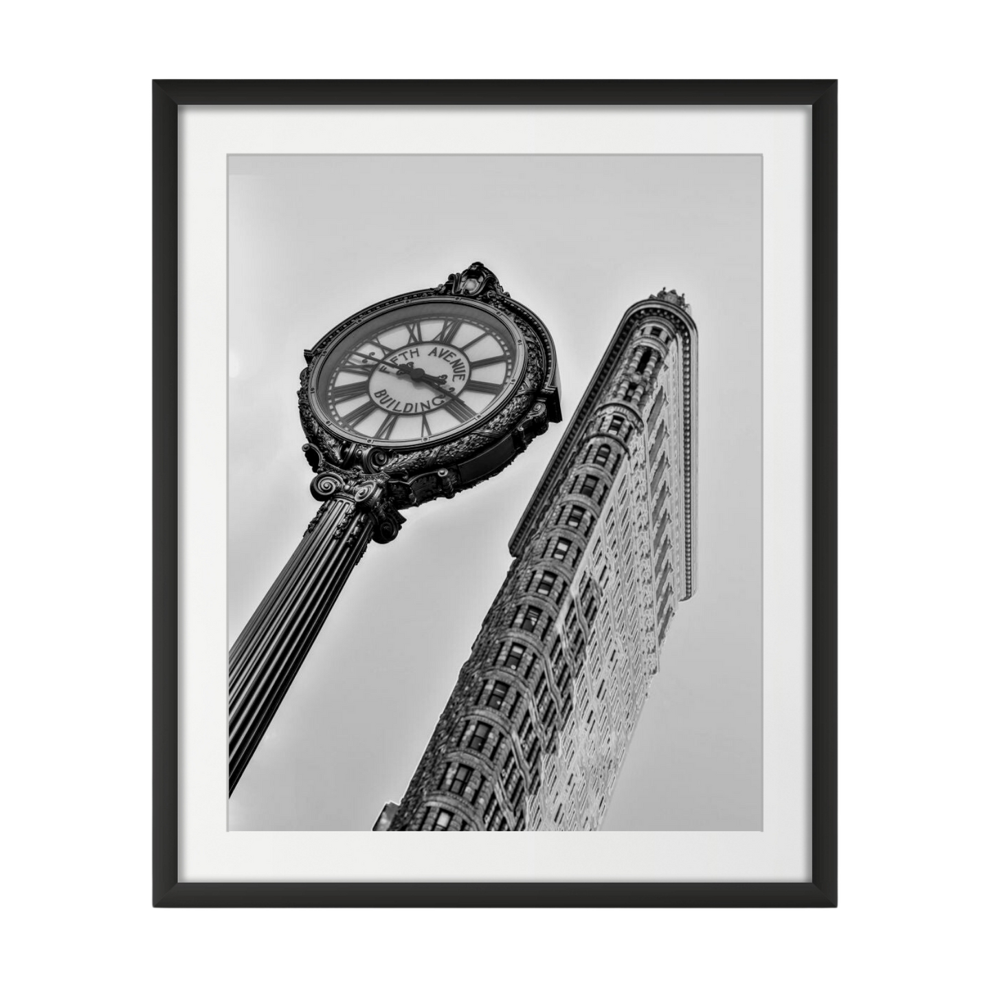 Fifth Avenue Building Clock with Flatiron building - New York