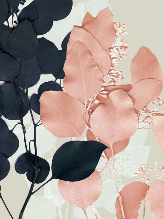 Indigo & Blush Leaves II