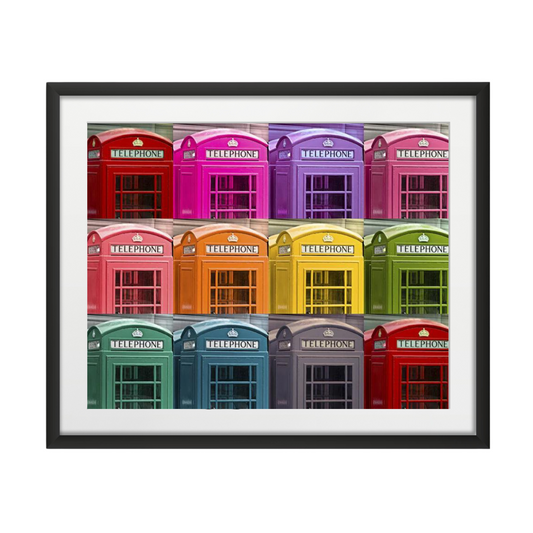 Muti coloured telephone boxes