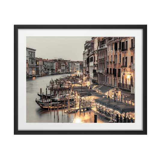 The grand canal from the Rialto bridge at night, Venice, Italy