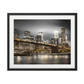 Evening shot of Brooklyn Bridge with Lower Manhattan skyline, New York