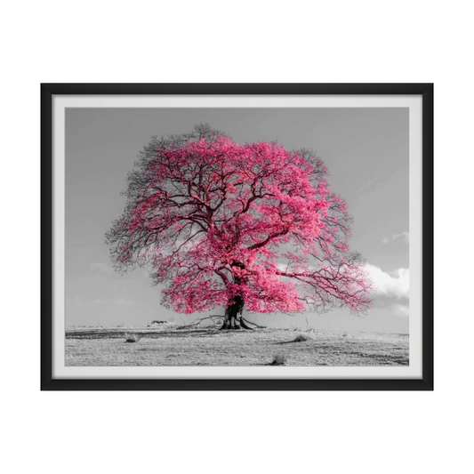 Tree on a hill, pink