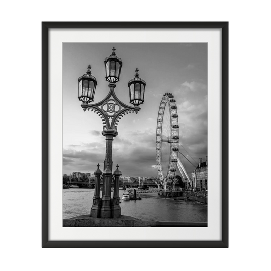 Street lamp with London Eye, London, UK