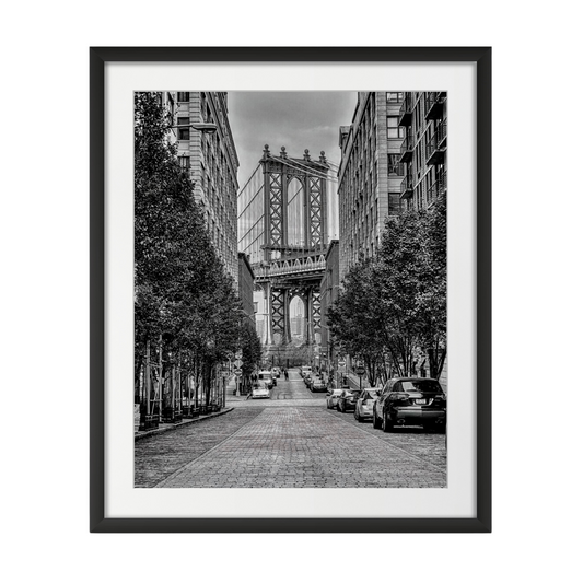 Manhattan Bridge seen from the Dumbo neighborhood in Brooklyn, New York