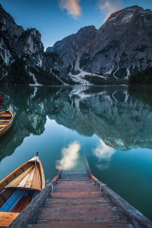 The beautiful Lake of Braies in Dolomites
