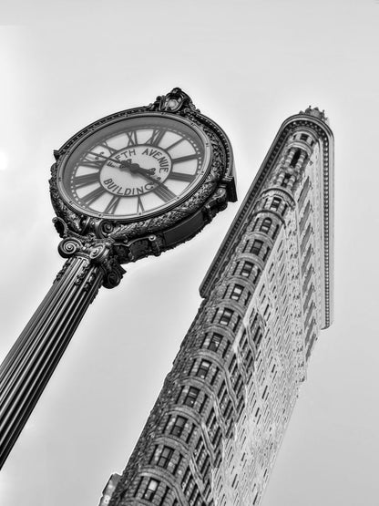 Fifth Avenue Building Clock with Flatiron building - New York