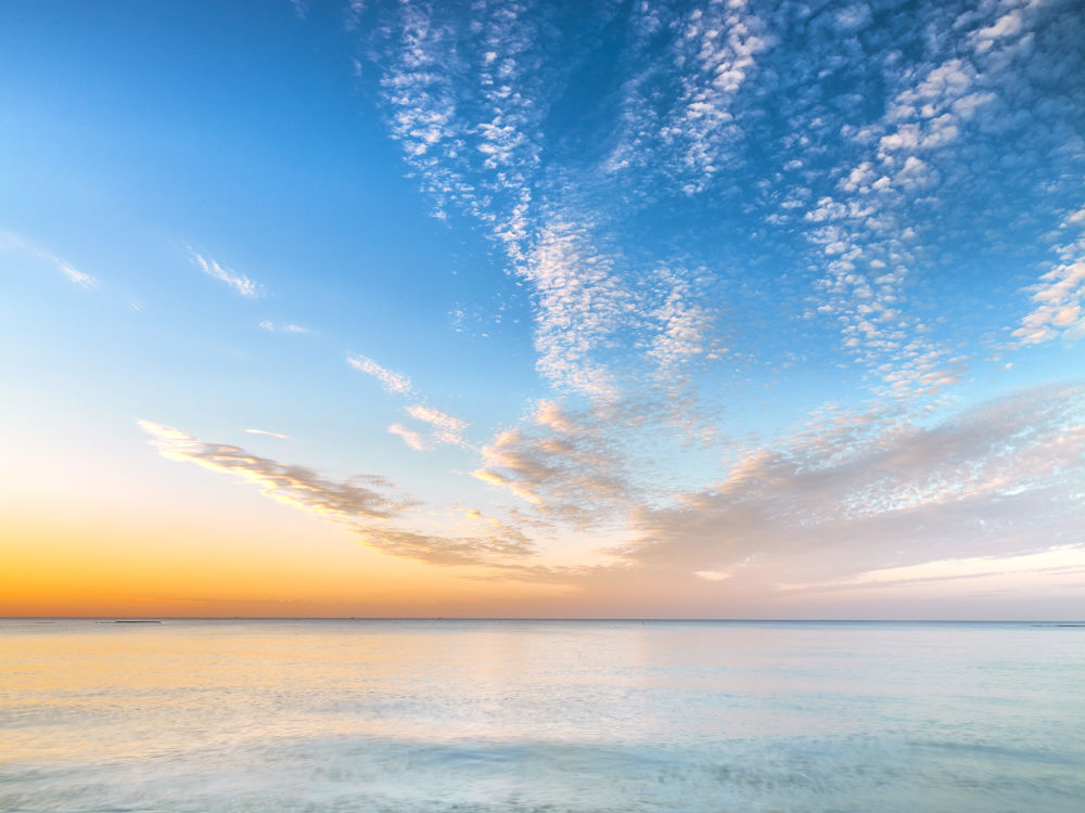 Calm beach at dusk