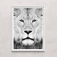 Lion Portrait Print B&W